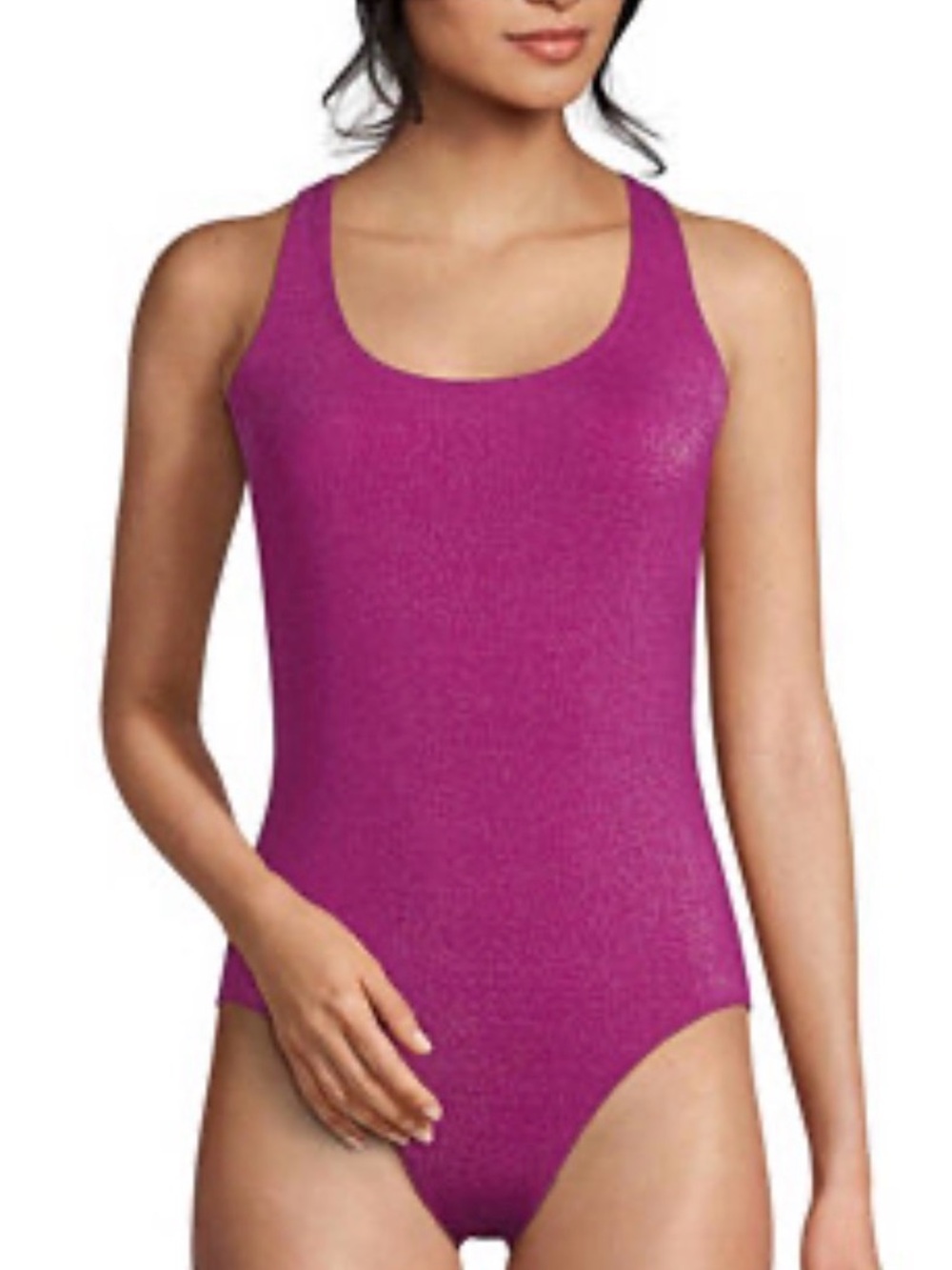 LANDS END pink sparkle one piece swimsuit